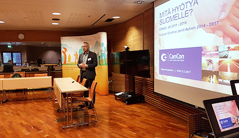 Sakari Karjalainen presenting Cancon results 13.3.2017